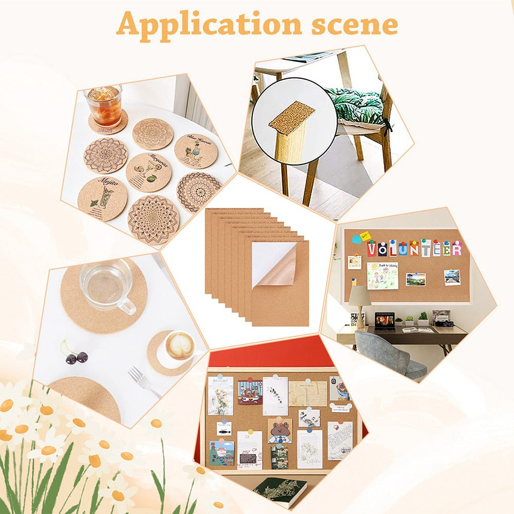 Self-adhesive sticker cork board