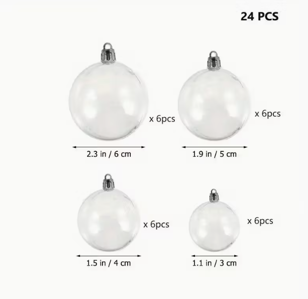 Transparent plastic Christmas ball ornaments selection