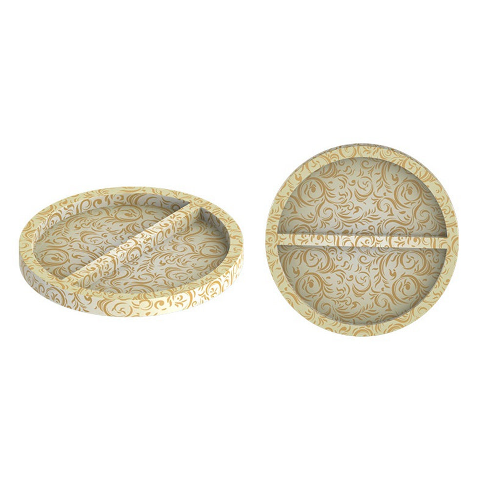 Two compartment round trinket tray mold