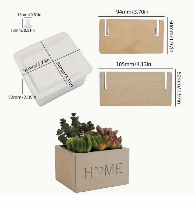 Rectangle silicon concrete home planter mold