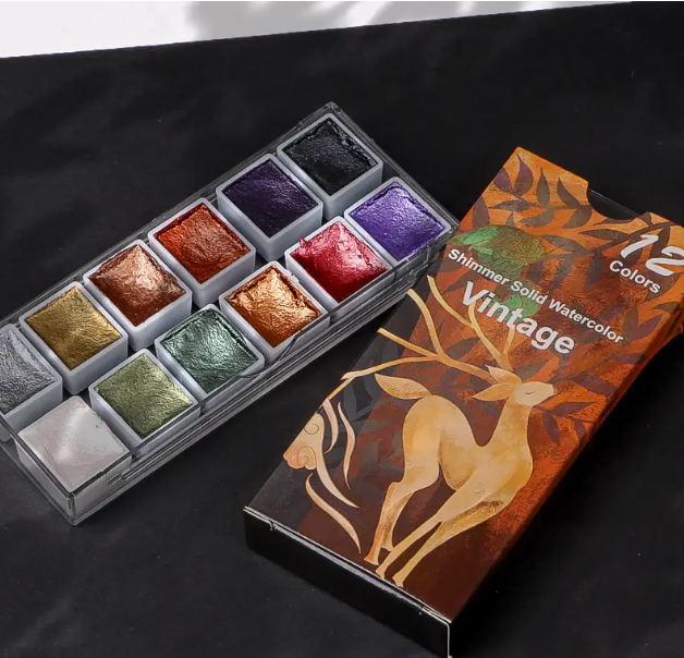 Shimmer solid watercolor paint sets selection