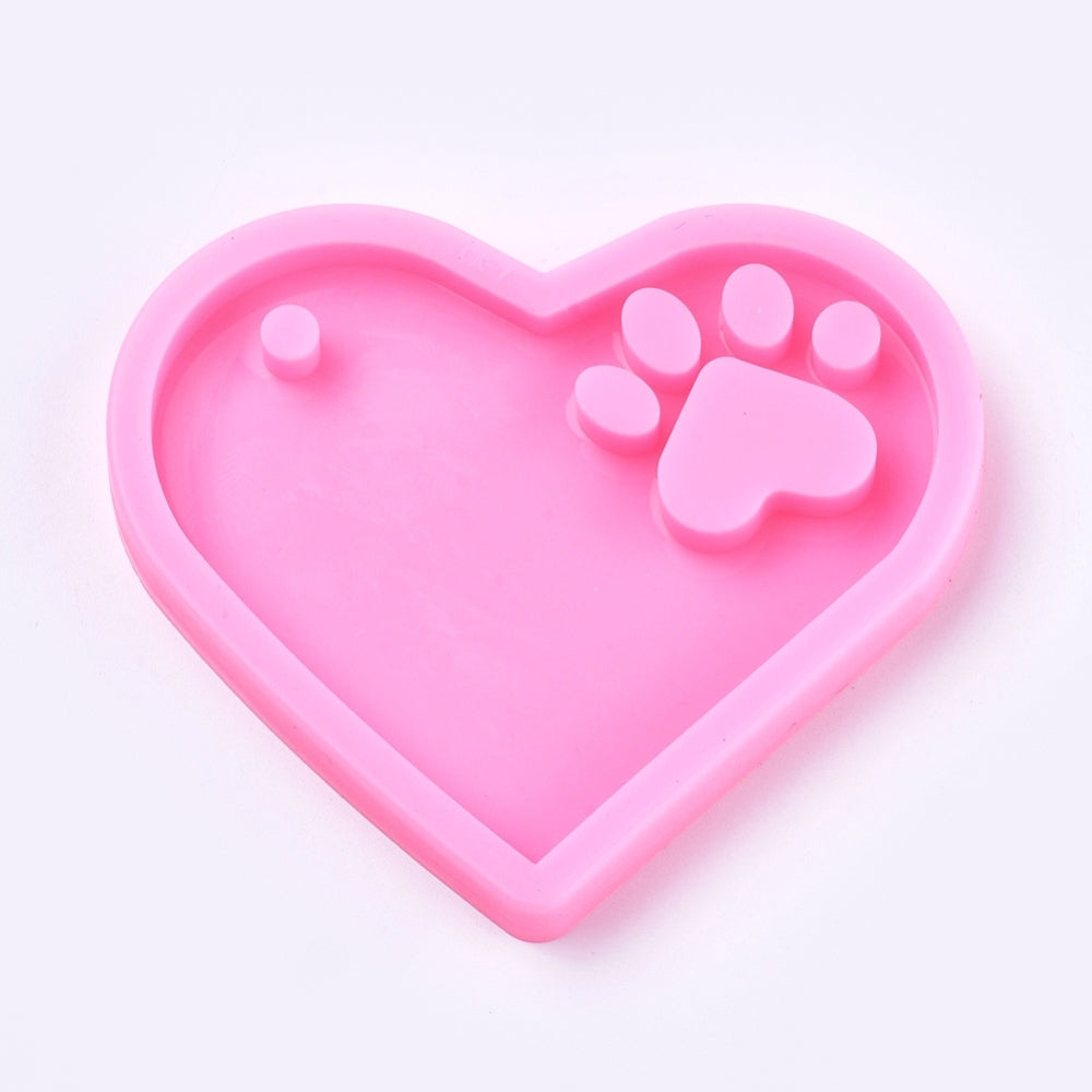 Heart with dog footprint pendant