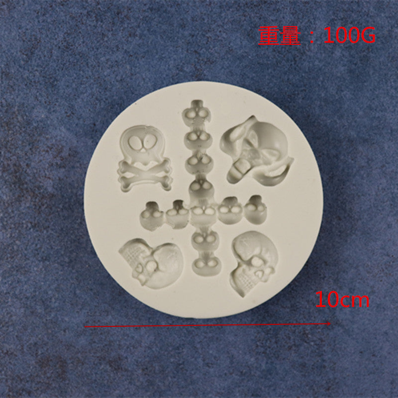 Cross and skull antique white food grade silicon mold