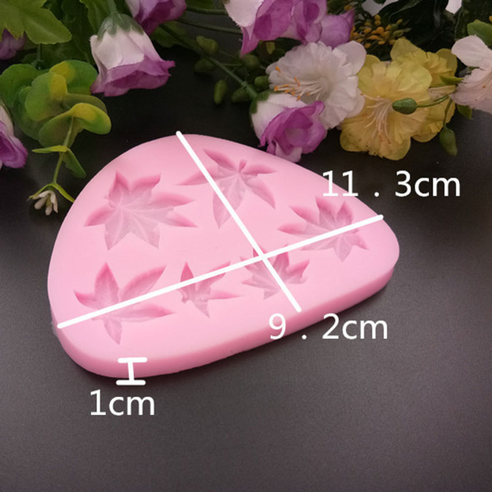 Pink maple leaf shape D silicon mold