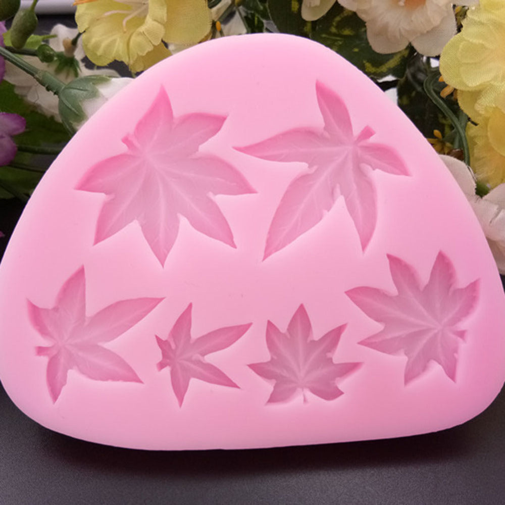 Pink maple leaf shape D silicon mold