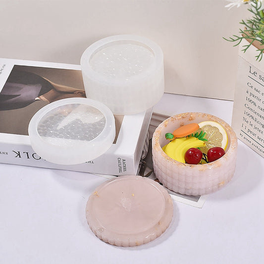 Round diamond surface storage box mold set (2 pieces)