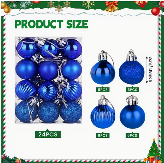 24 pieces round plastic hanging christmas balls set