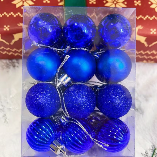24 pieces round plastic hanging christmas balls set