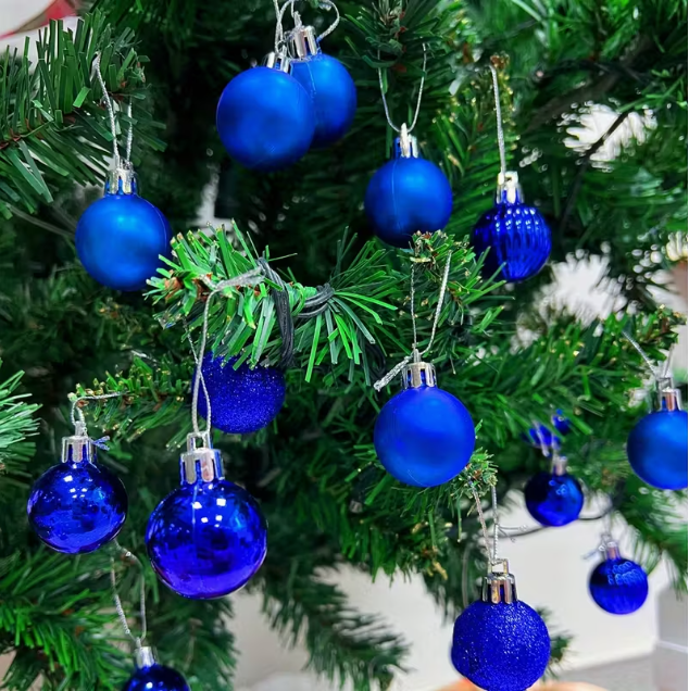 24 pieces round plastic hanging christmas balls set