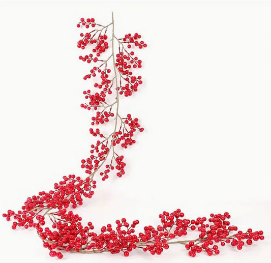 Flexible artificial red berry garland