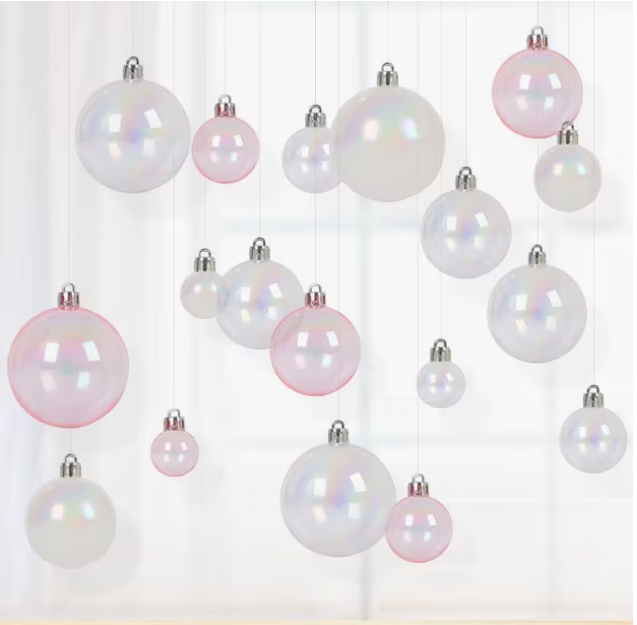 Transparent plastic Christmas ball ornaments selection