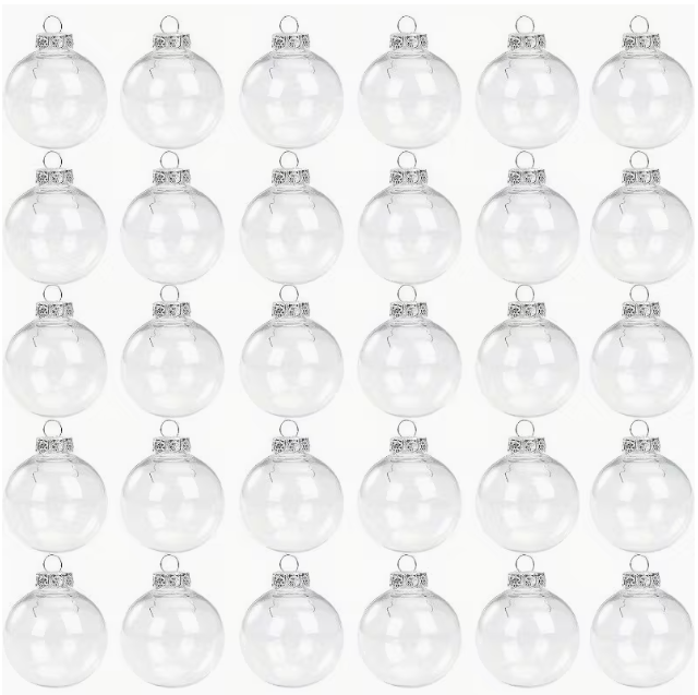 Transparent plastic Christmas ball ornaments selection