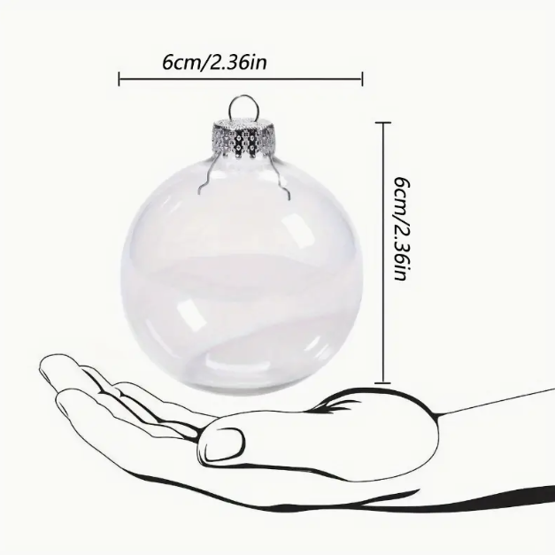 Transparent plastic Christmas ball ornaments selection