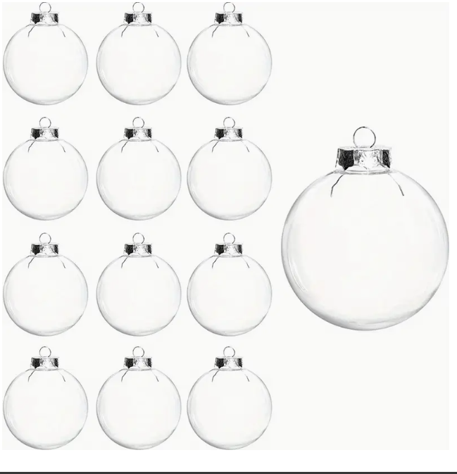 Transparent plastic Christmas ball ornaments selection