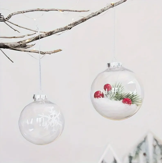 Transparent plastic Christmas ball ornaments selection