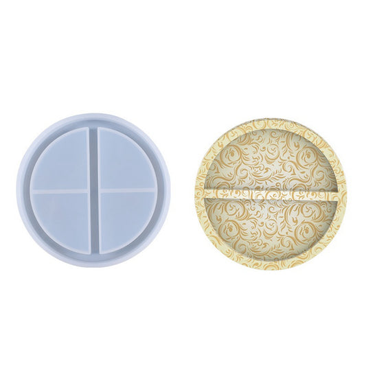 Two compartment round trinket tray mold