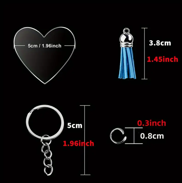 Acrylic blank keychain set range