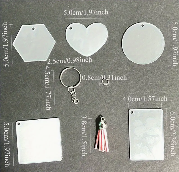 Acrylic blank keychain set range