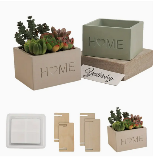 Rectangle silicon concrete home planter mold