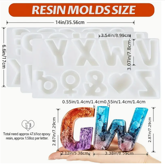 3 pieces large alphabets molds