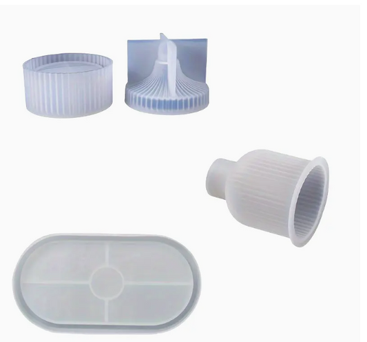 Tray and round striped candle holder silicon mold set