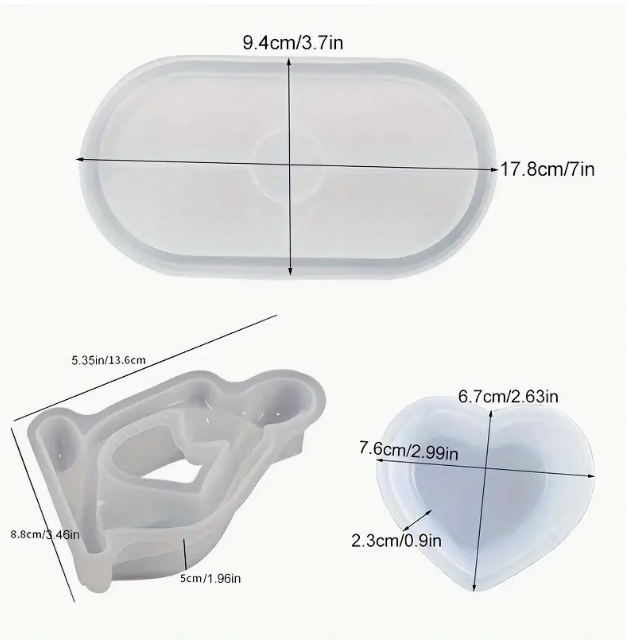 3 pieces heart Shape silicon mold