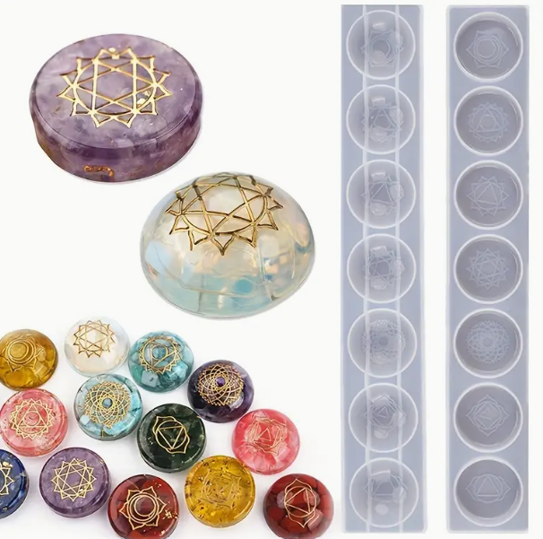2 pieces set of 7 chakra stones resin silicon molds