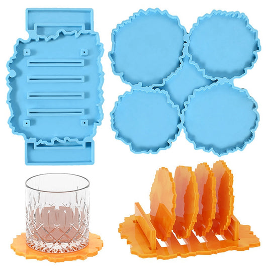 Light sky-blue irregularity flat round coaster silicon molds