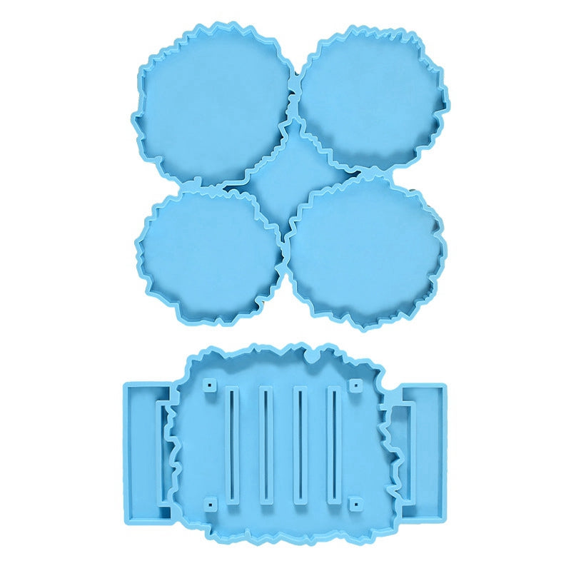 Light sky-blue irregularity flat round coaster silicon molds