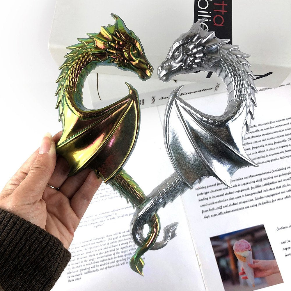 Deep Sky-Blue dragon lovers heart silicon mold