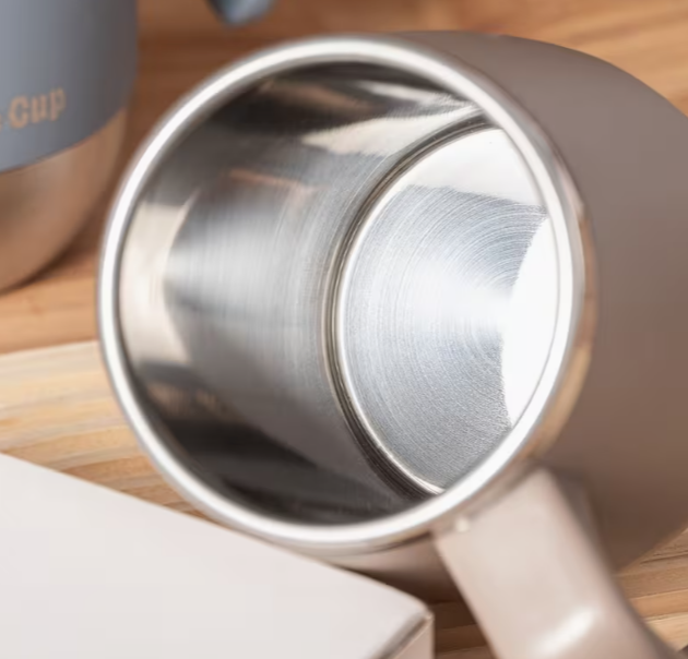 Blue 500ml insulated double-layer stainless steel coffee cup with lid