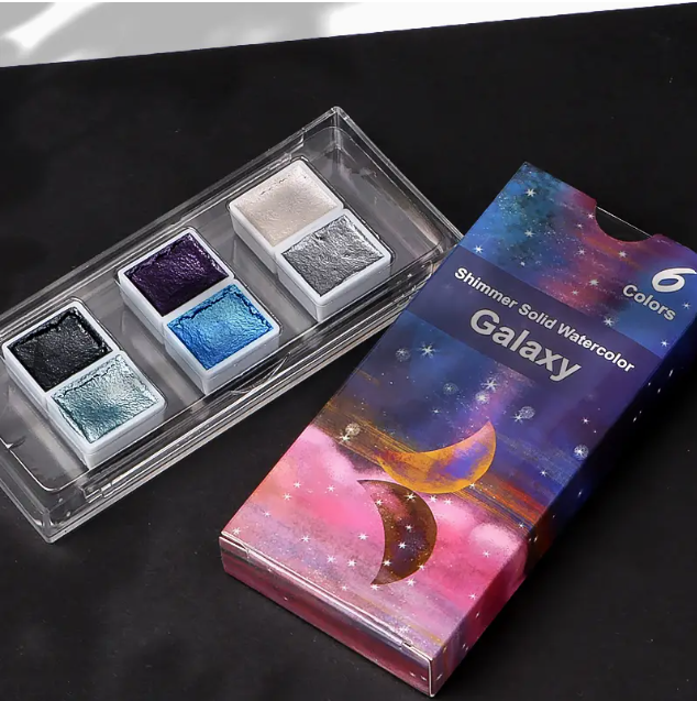 Shimmer solid watercolor paint sets selection