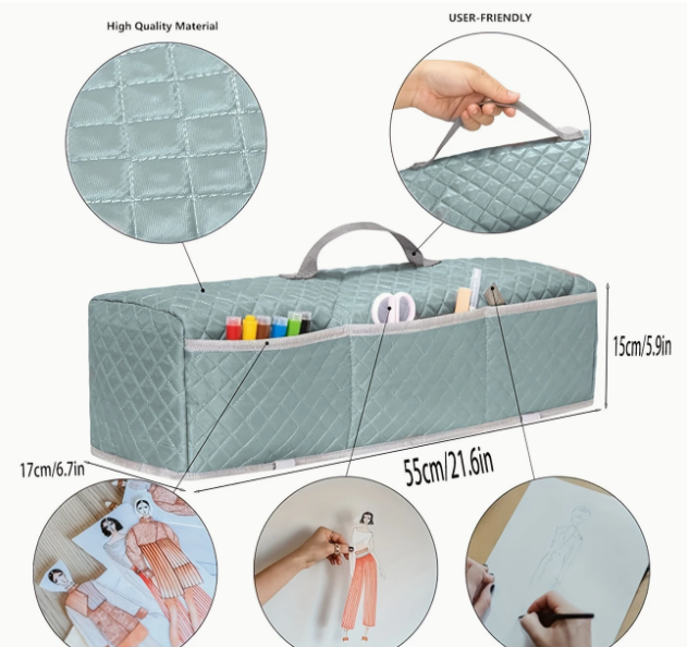 Black printer dust cover with three front pockets