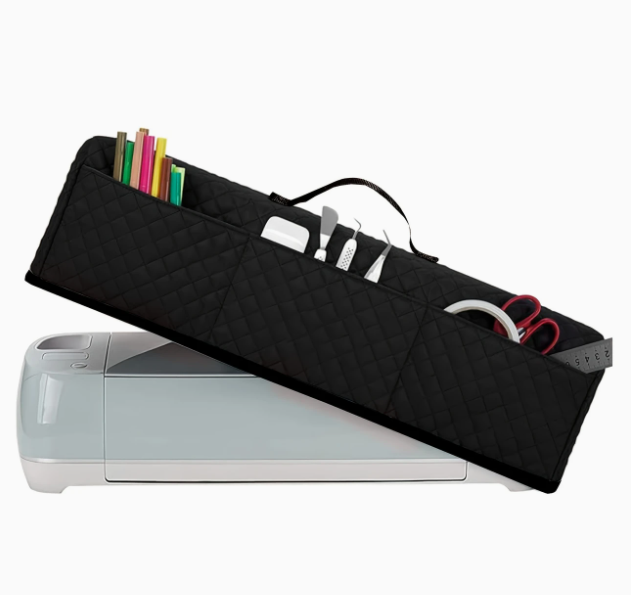 Black printer dust cover with three front pockets