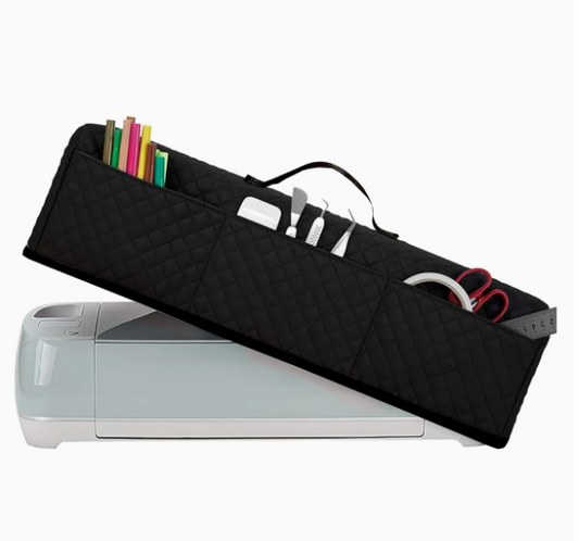 Black printer dust cover with three front pockets