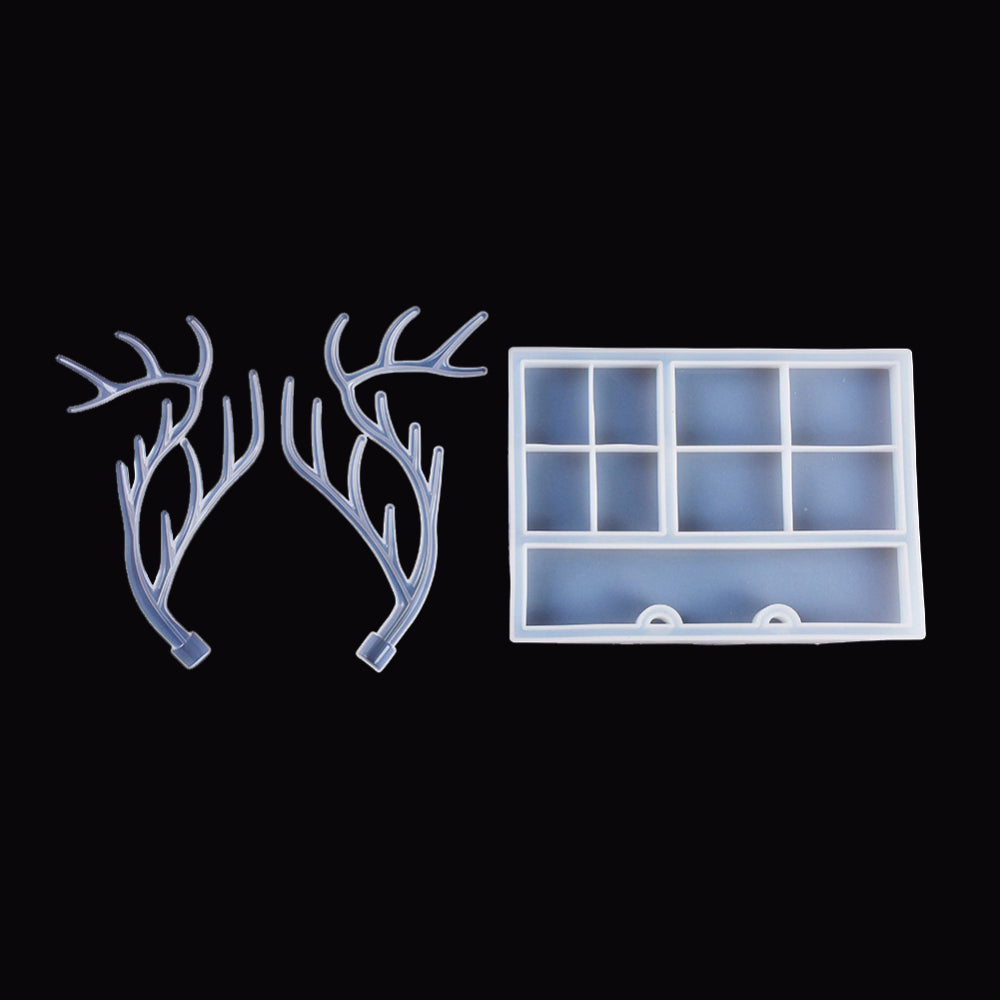 Antler tree jewellery display rack and storage box silicon molds set