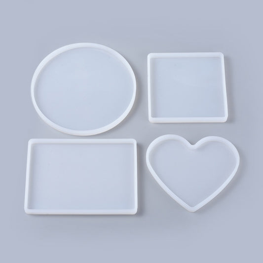 Rectangle, heart, square and flat round silicon molds set