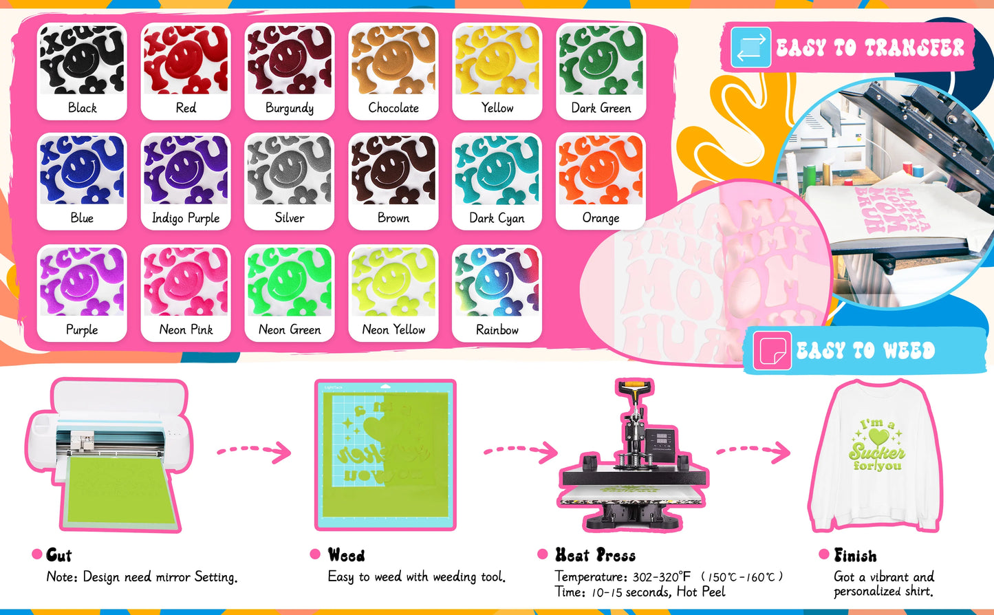 TeckWrap basic puff HTV pack (10 pieces)